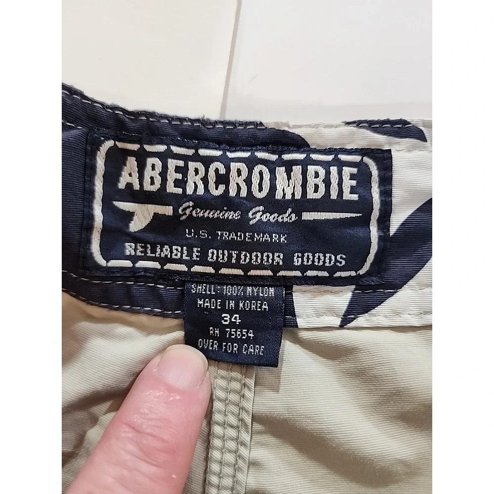 Vintage Abercrombie & Fitch Men's 34 Beige Nylon Board Shorts - Picture 5 of 11